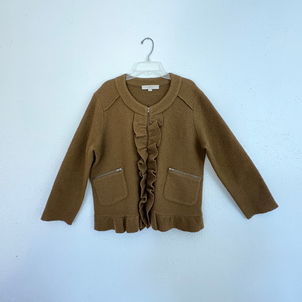 LOFT 100% Wool Ruffle Sweater - Picture 4 of 8